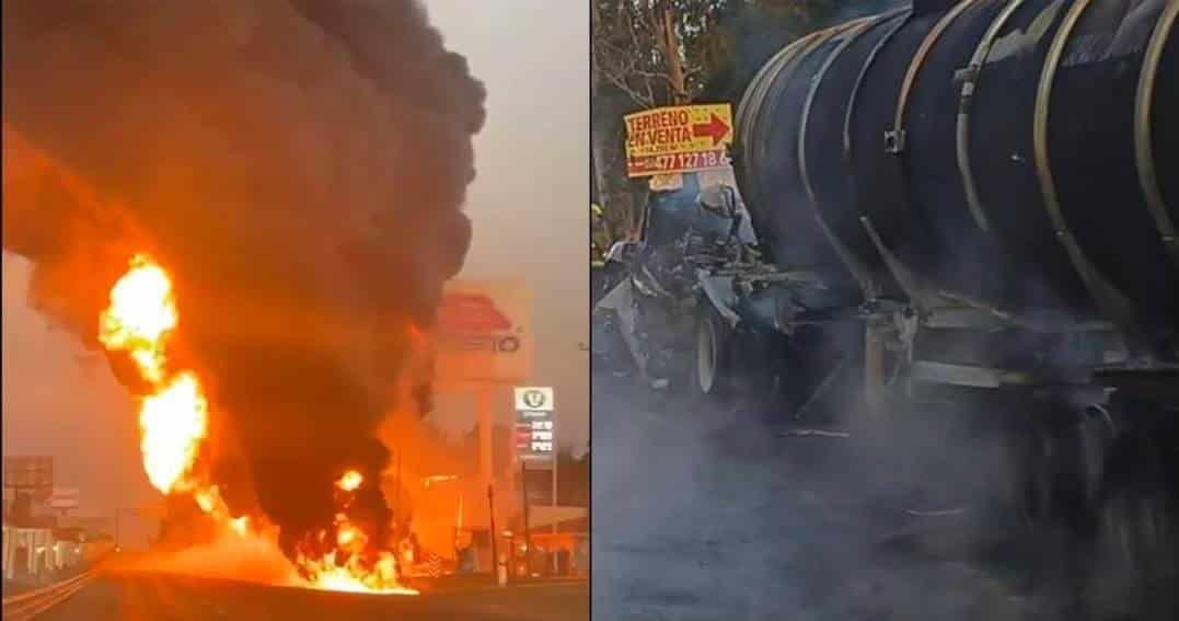 Se incendia pipa en gasolinera de Guanajuato