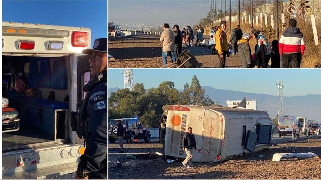 Vuelca autobús con peregrinos; hay 3 muertos Vuelca autobús con peregrinos; hay 3 muertos