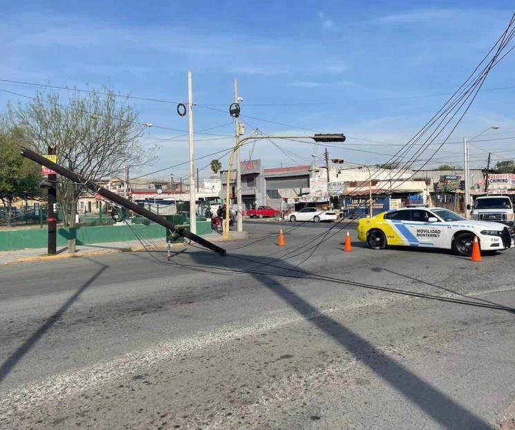 Cae poste sobre automóvil Cae poste sobre automóvil