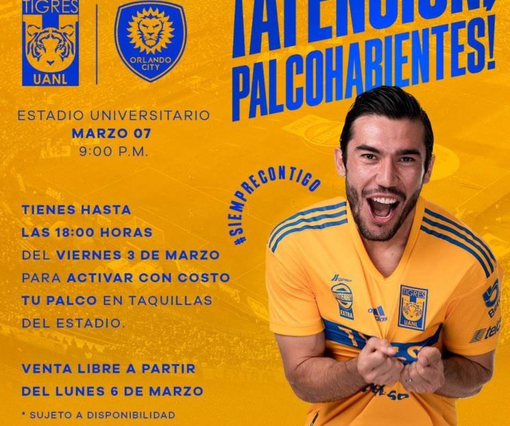 Venta libre para inicio de Conca en Tigres inicia el lunes