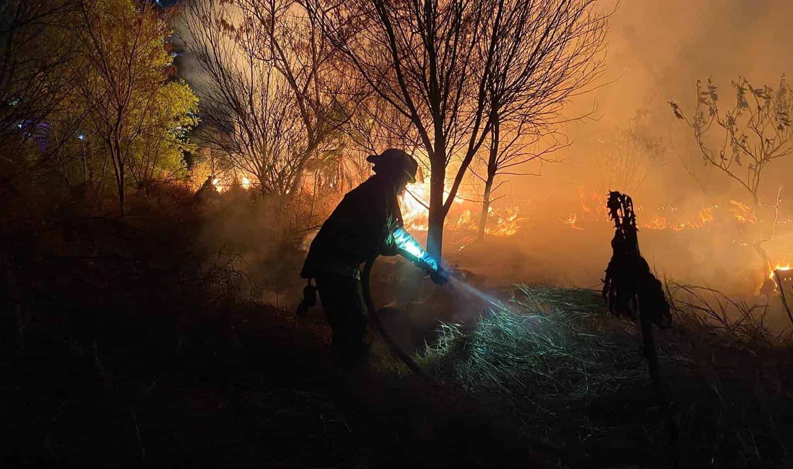 Los vecinos de la colonia Unidad Modelo de Monterrey, se mantuvieron alerta toda la noche, al reportarse el incendio de un lote balido que amenazaba con extenderse a sus propiedades