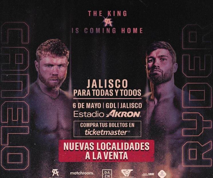 Ponen a la venta más boletos para pelea Canelo vs Ryder
