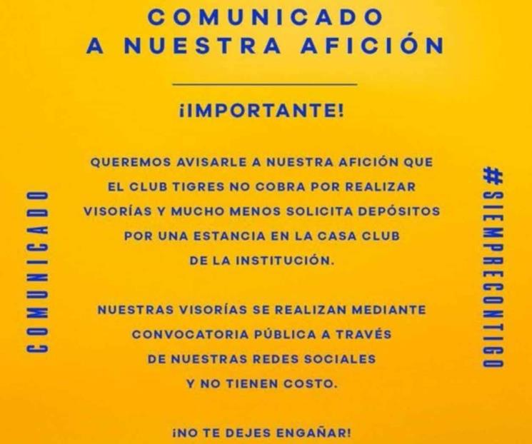 Desmienten en Tigres el cobro por realizar visorías