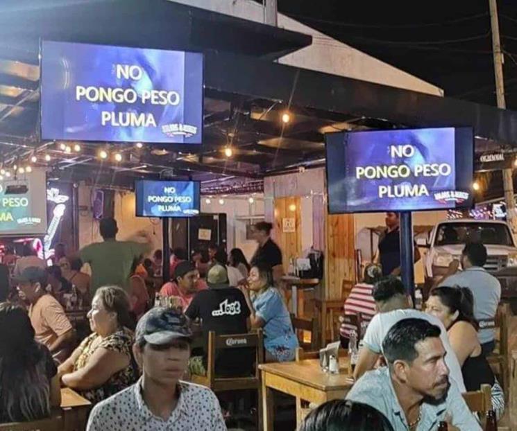 No pongo Peso Pluma: restaurante lanza mensaje a clientes