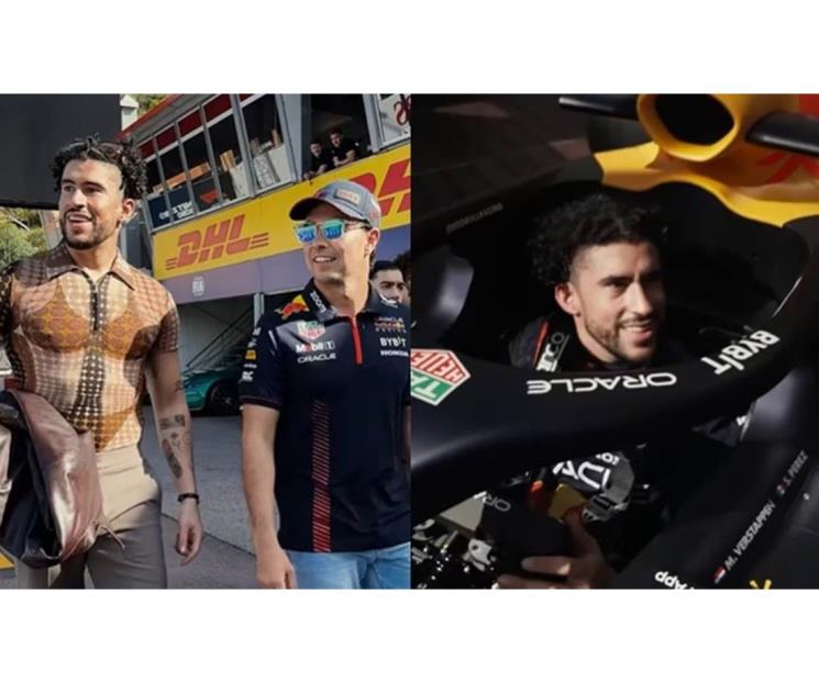 Bad Bunny le roba el monoplaza a Checo Pérez Bad Bunny le roba el monoplaza a Checo Pérez