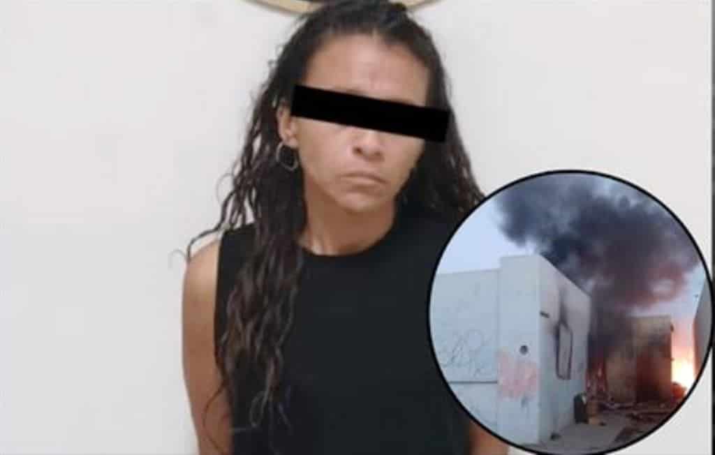 Elementos de la Secretaría de Seguridad y Vialidad de Salinas Victoria, detuvieron a una mujer por causar daños a un domicilio al que le prendió fuego, en la colonia Los Pilares