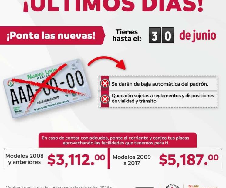 Vence en cuatro días plazo para el canje de placas Vence en cuatro días plazo para el canje de placas