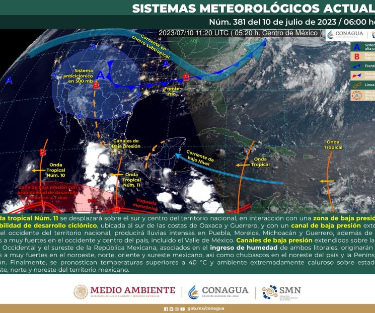 Onda tropical 11 provocará lluvias intensas en 4 estados Onda tropical 11 provocará lluvias intensas en 4 estados