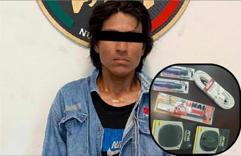 Elementos de la Secretaría de Seguridad y Vialidad de Salinas Victoria, detuvieron a un hombre por robo a un supermercado en la colonia Centro.