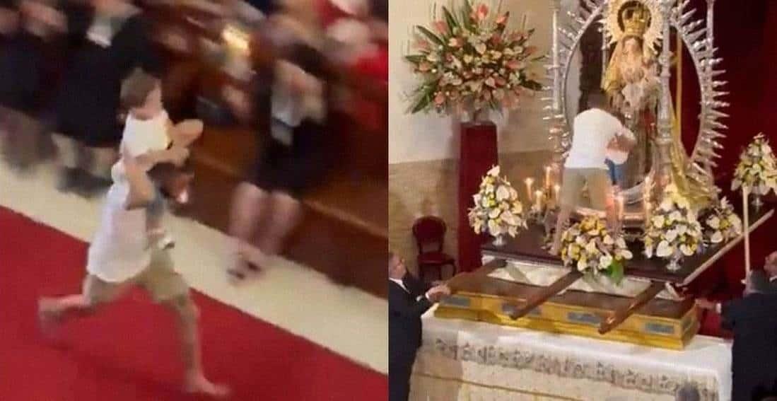 Irrumpe con niño en iglesia y lo deja junto a la virgen Irrumpe con niño en iglesia y lo deja junto a la virgen