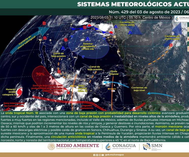 Onda tropical 18 provocará lluvias intensas en 4 estados Onda tropical 18 provocará lluvias intensas en 4 estados