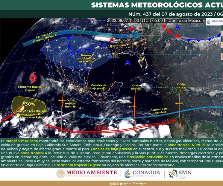 Prevén lluvias fuertes en 5 estados por Eugene