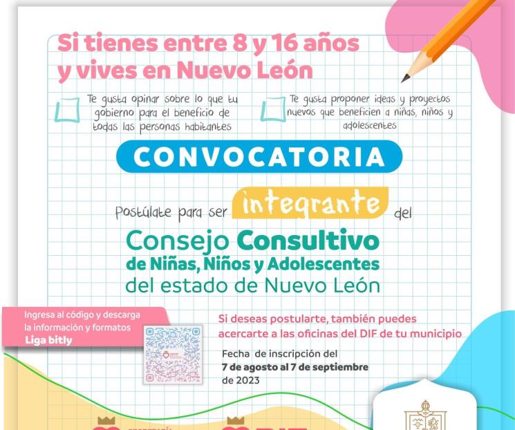 Convocan a ser parte del Consejo Consultivo Infantil