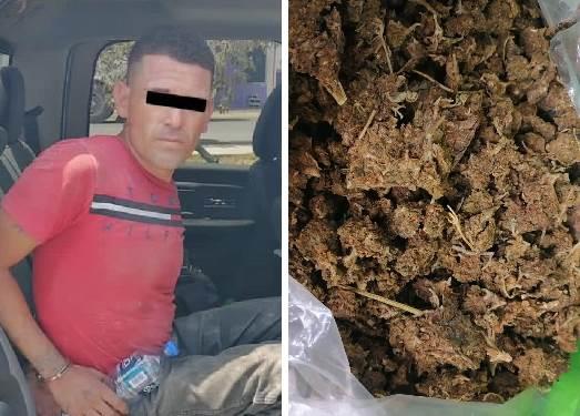 Corre al ver policías y lo detienen con droga en Juárez