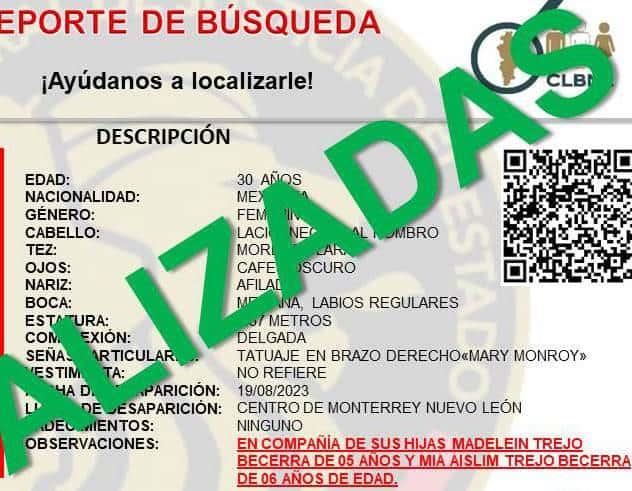 Localizan con vida a madre y sus hijas