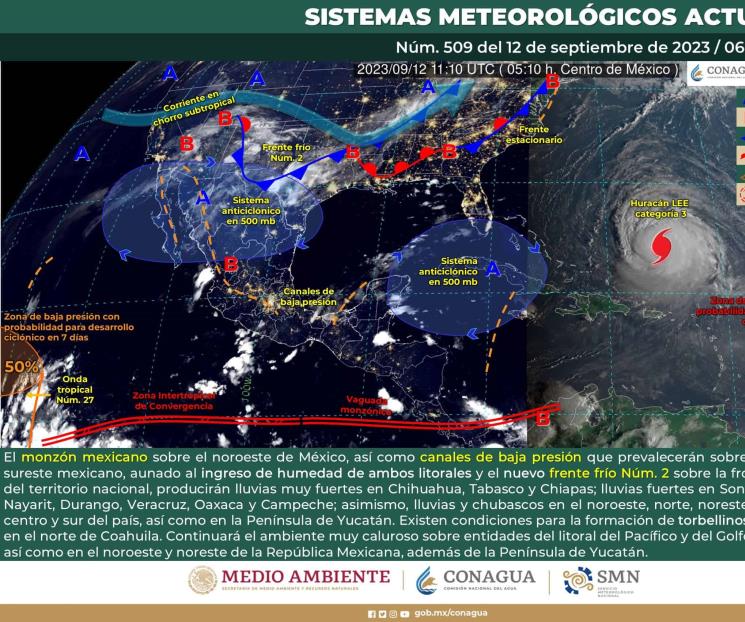 ¿Dónde afectará la entrada del nuevo frente frío número 2?