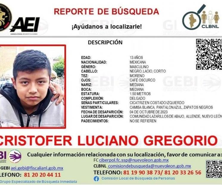Desaparece menor en Allende