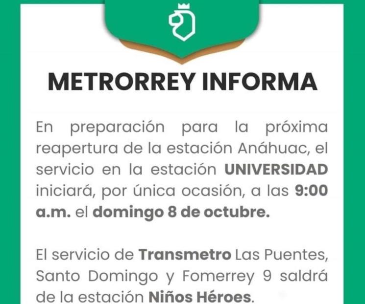 Abrirá Estación Universidad cinco horas más tarde