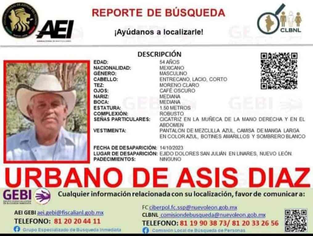 Elementos de Protección Civil del Estado, implementaron un operativo aéreo y terrestre, para intentar ubicar a un ejidataria del municipio de Linares, que se extravió cuando regresaba de una cabalgata entre amigos.