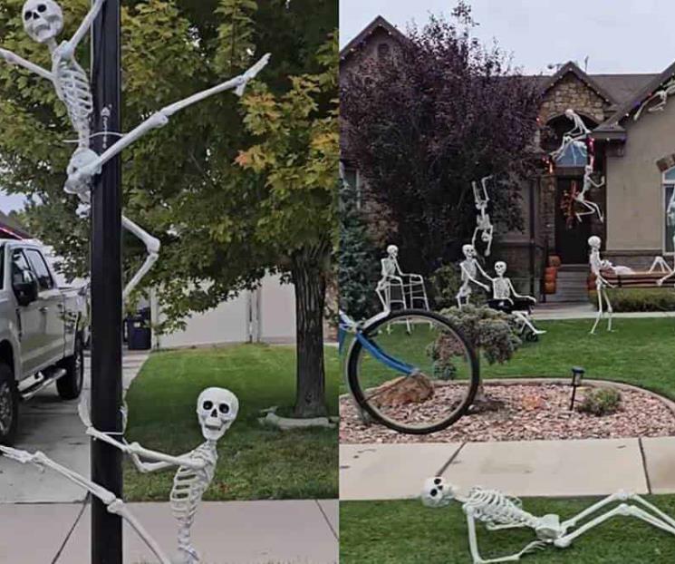 Vecinos de EU decoran su casa con calaveras gigantes