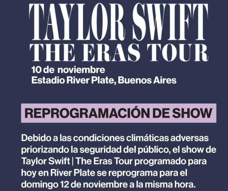 Por fuertes lluvias, Taylor Swift pospone show en Argentina