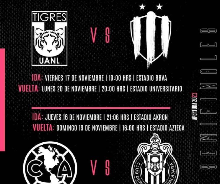 Conocen Tigres y Rayadas horarios de semifinal