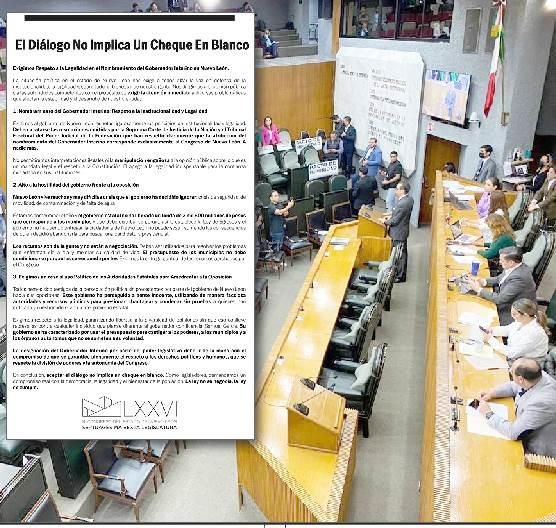 Descarta Congreso dar un ‘cheque en blanco’ al Estado