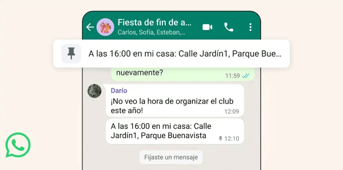 WhatsApp ya permite fijar mensajes en los chats