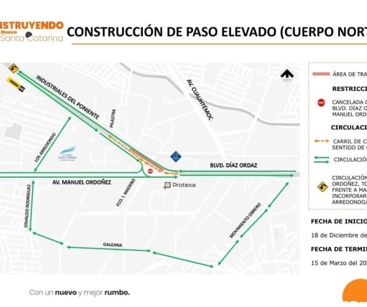 Modificarán vialidades por megapuente en Santa Catarina