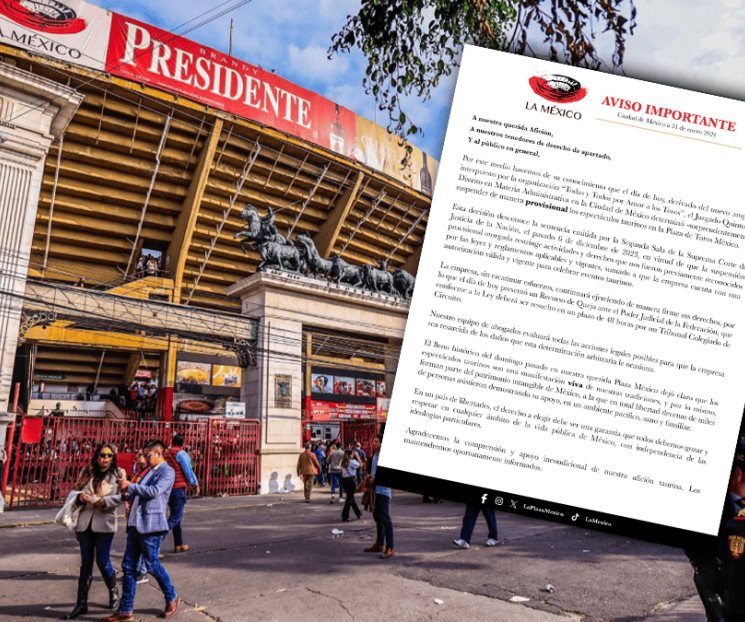 Ignora Plaza México amparo y mantiene su venta