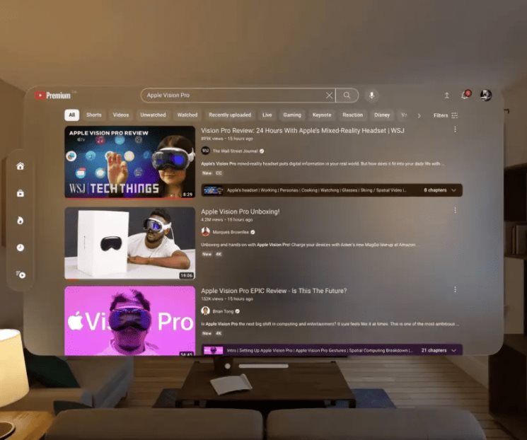 YouTube sí tendrá una app para el Apple Vision Pro, después de todo