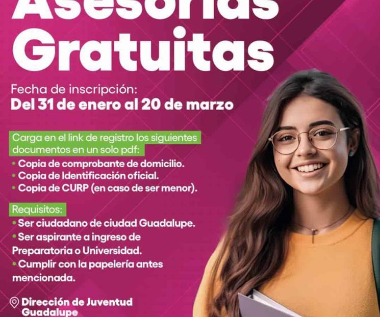 Abren registros para asesorías rumbo a prepas y facultades