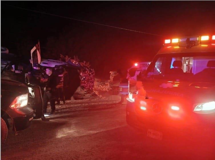 Vuelca unidad de Fuerza Civil en Galeana, hay 4 elementos heridos