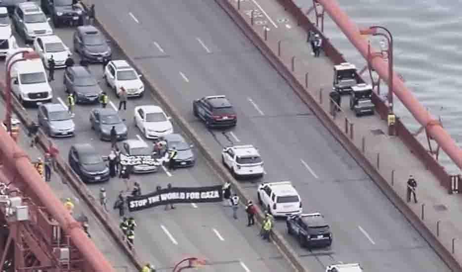 Protesta propalestina bloquea puente Golden Gate