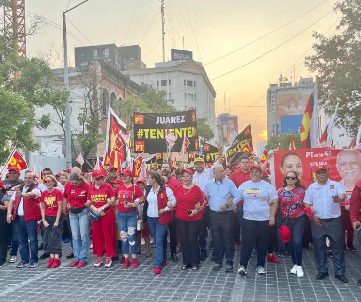 Marchan militantes del PT  por el 1 de mayo