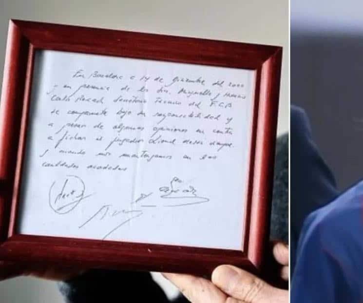 Subastan servilleta con la que Messi firmó con el Barcelona