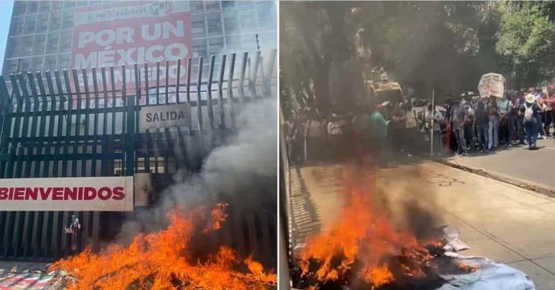 CNTE protesta en sedes de partidos políticos en CDMX