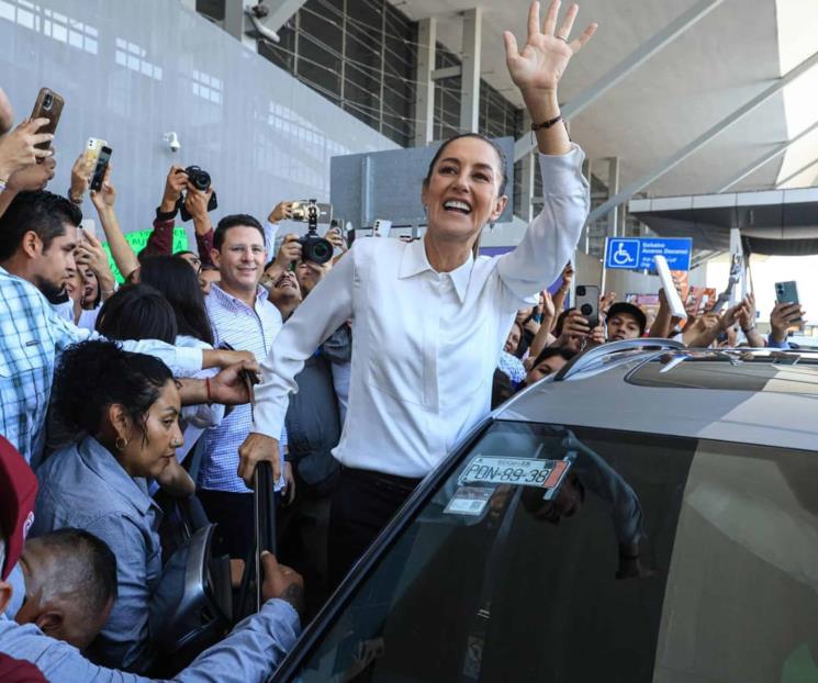 Entre gritos y empujones, reciben a Sheinbaum en Monterrey