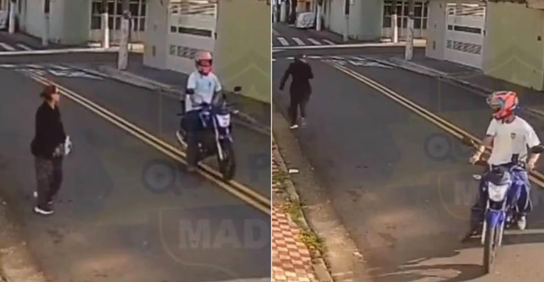 La peculiar reacción mujer al creer ser asaltada por motociclista