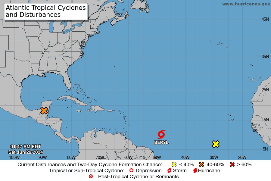 Esta es la trayectoria de la Tormenta Tropical Beryl Esta es la trayectoria de la Tormenta Tropical Beryl