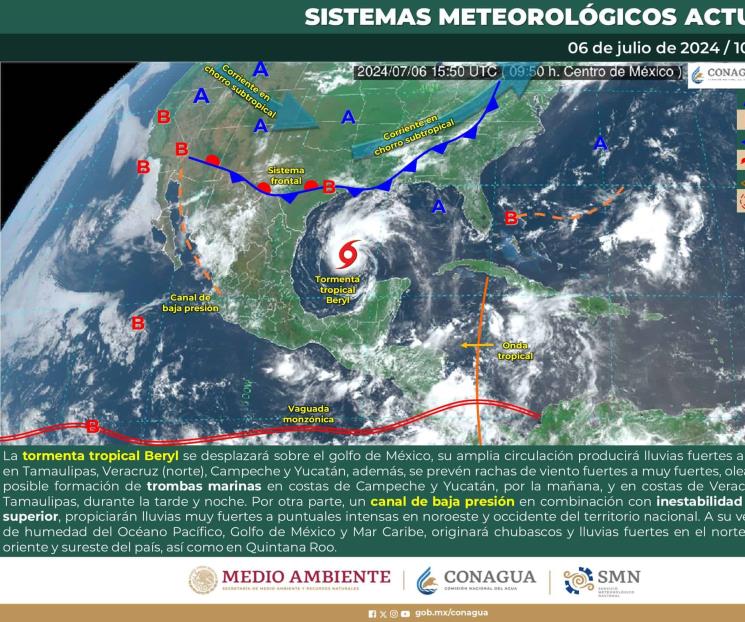 Beryl seguirá provocando lluvias en México