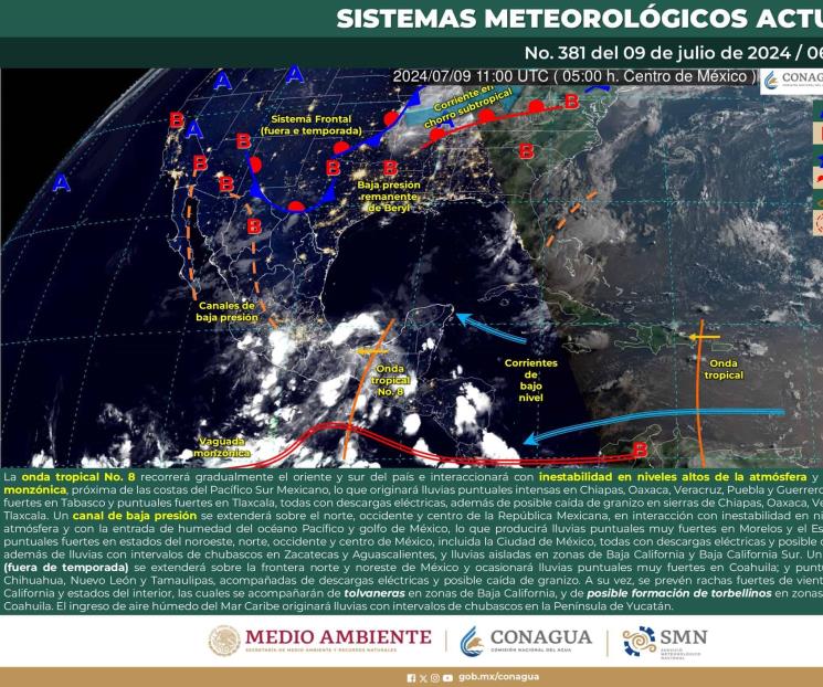 Onda tropical número 8 traerá lluvias intensas en México