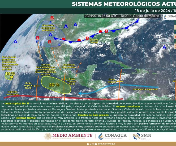 Prevén lluvias intensas en varios estados del México Prevén lluvias intensas en varios estados del México