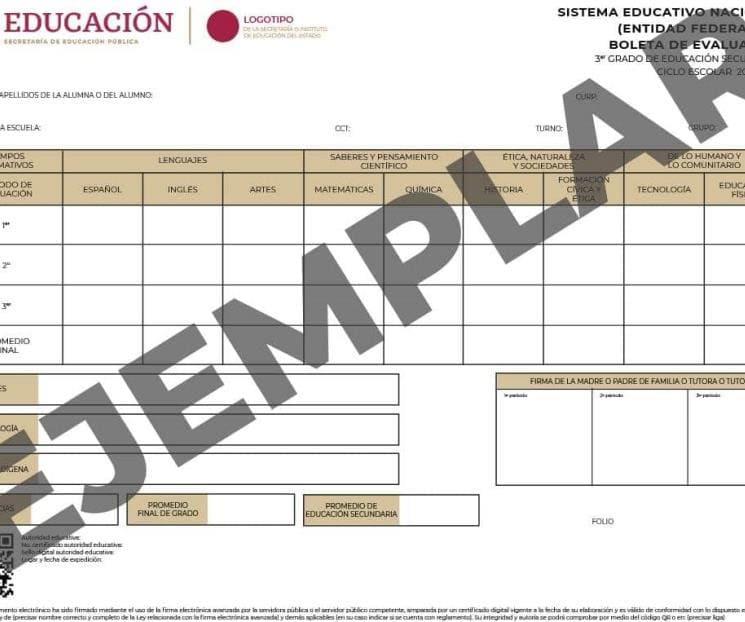 Esta es la nueva boleta de evaluación en México