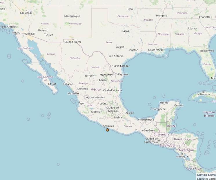 Se registra sismo de magnitud 4.9 al suroeste de Acapulco