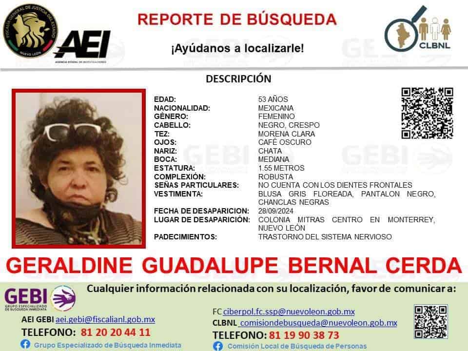 Mediante labores de prevención y vigilancia, policías de Guadalupe localizaron a una mujer que contaba con reporte de búsqueda desde el pasado 28 de septiembre.Una intensa movilización policiaca se registró en el municipio de Pesquería, al reportarse la presunta privación ilegal de la libertad de una menor, por hombres armados, quienes se enfrentaron con policías municipales, en la Colonia Villas Regina.