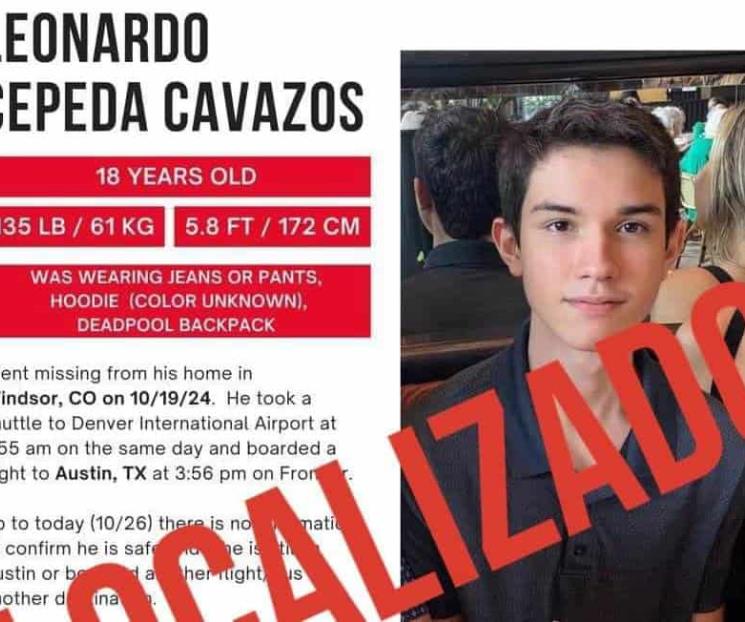 Localizan con vida a joven desaparecido Localizan con vida a joven desaparecido