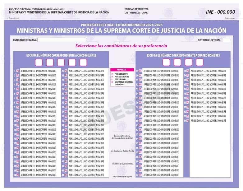 Aprueba INE las boletas para elección judicial Aprueba INE las boletas para elección judicial