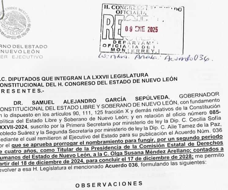 Sigue Samuel con vetos; rechaza permanencia de titular de CEDH Sigue Samuel con vetos; rechaza permanencia de titular de CEDH