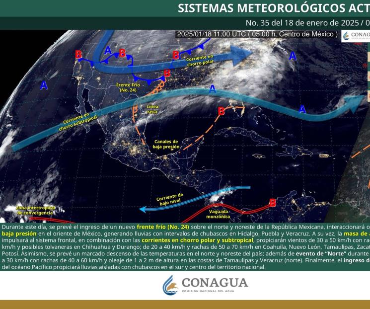 Clima hoy en México; se pronostican lluvias y fuertes vientos